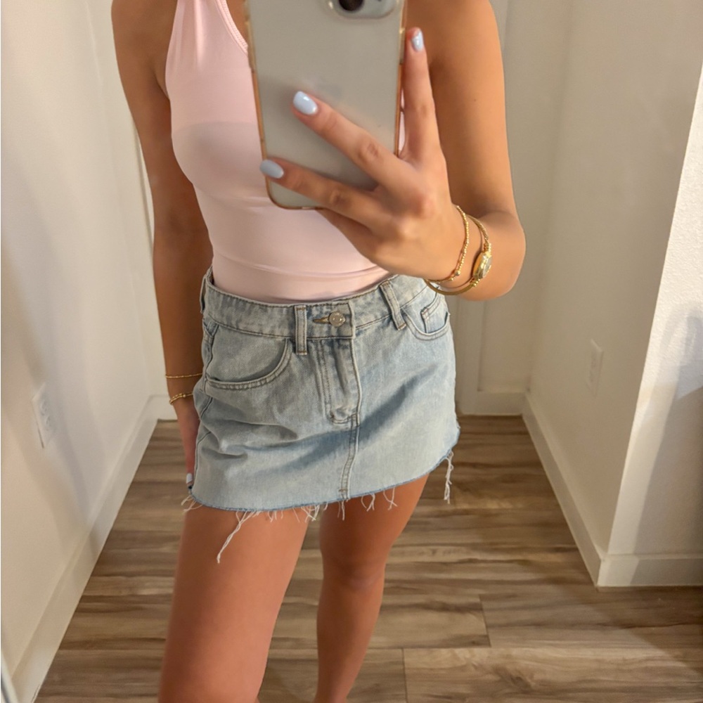 Light Blue Denim Mini Skirt